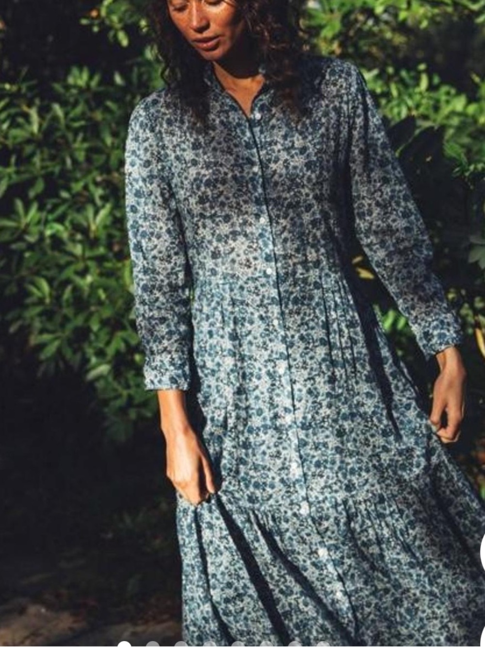 Trovata Birds of Paradis Mamie Blue Floral Long Sleeve Maxi Dress large